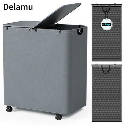 Delamu 150 liter laundry basket with wheels