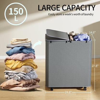 Delamu 150 liter laundry basket with wheels