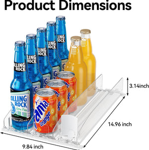 LAMU Drink Organizer for Fridge - [Stabilize-Speed Damper] Automatic Pusher Glide Soda Drink Can Dispenser Beverage Organizer for Refrigerator 14.96