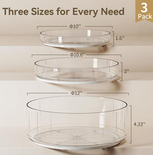 LAMU 3 Pack Lazy Susan Turntable Organizer