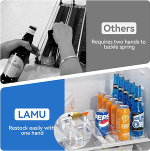 LAMU Drink Organizer for Fridge - [Stabilize-Speed Damper] Automatic Pusher Glide Soda Drink Can Dispenser Beverage Organizer for Refrigerator 14.96