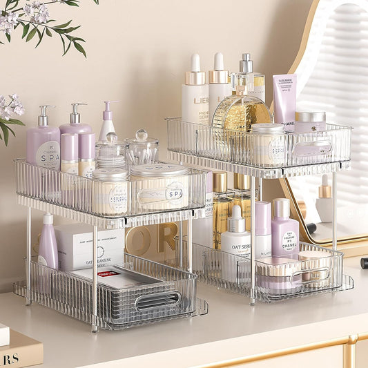 2-Tier Clear Bathroom Organizers