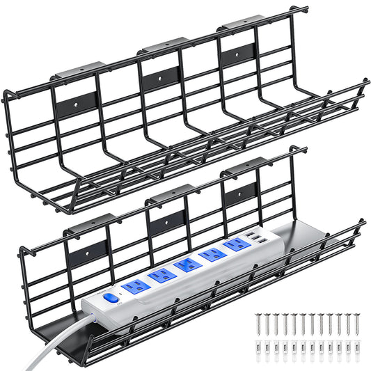 DELAMU 2 Pack Under Desk Cable Management Tray