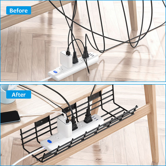 DELAMU 2 Pack Under Desk Cable Management Tray