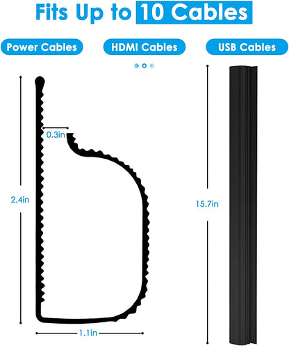 Delamu 2 Pack Under-desk Cord Cover Raceway 15.7in x 2