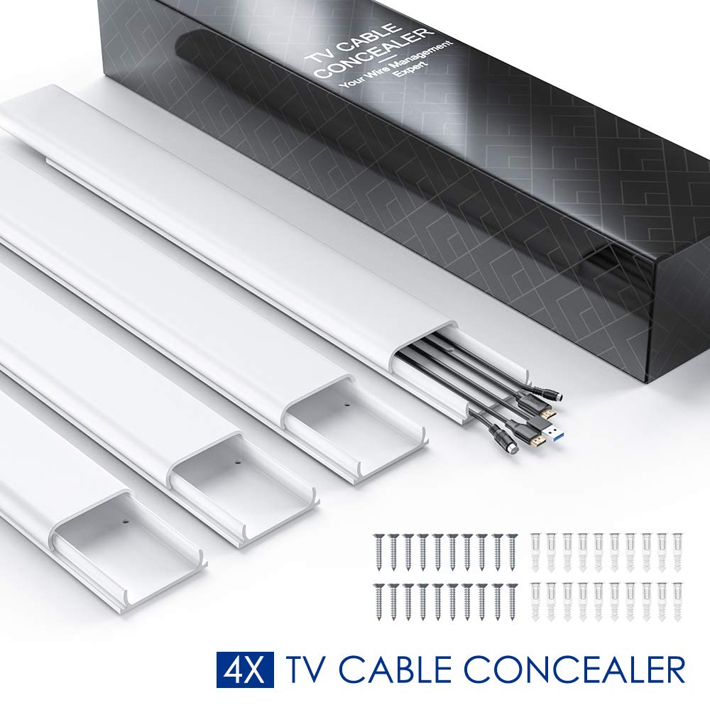 TV Cord Cover Concealer,Long Cable Raceway Channel, Paintable TV